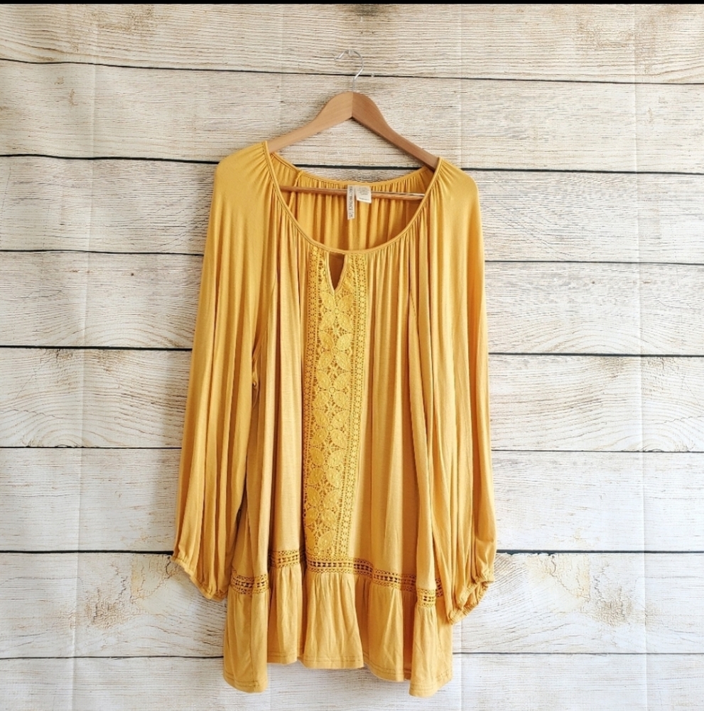 Forgotten Grace Long Sleeve Peasant Blouse 3X